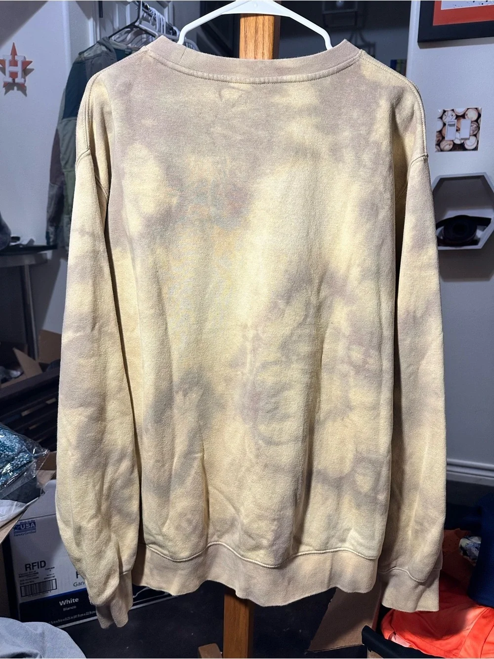 Nike Club Fleece Crewneck Sweatshirt Tie Dye Brown Tan